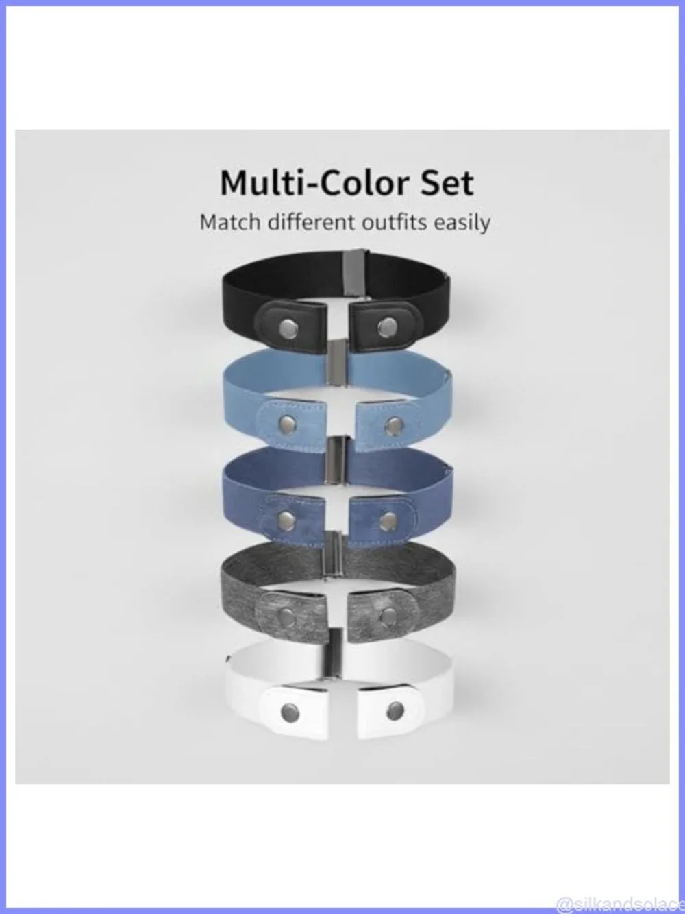 5 Pack No Buckle Elastic Belts for Women Stretch Waist Belt Set